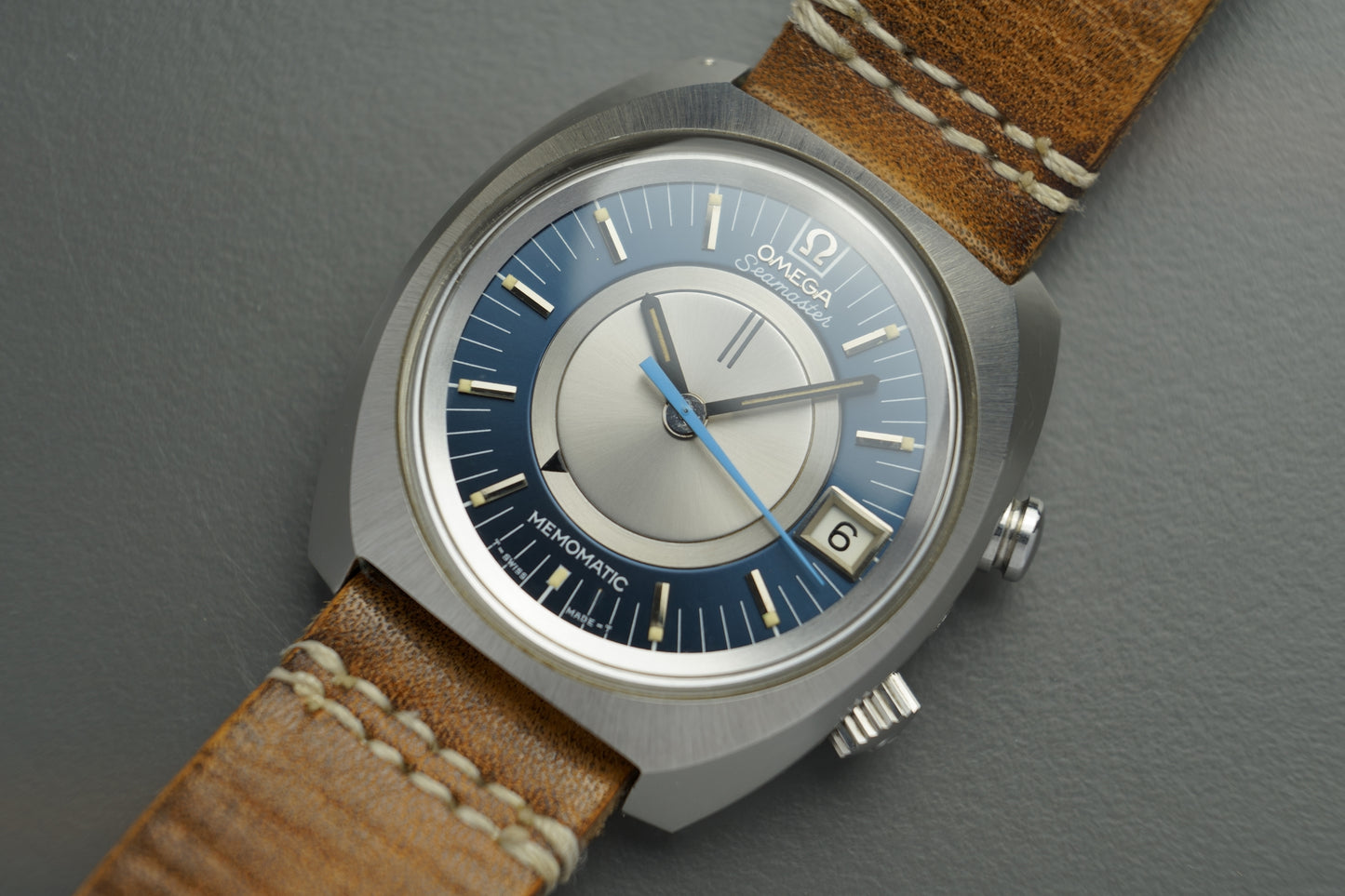 Seamaster Memomatic Alarm 166.072 Blaues Blatt 40mm