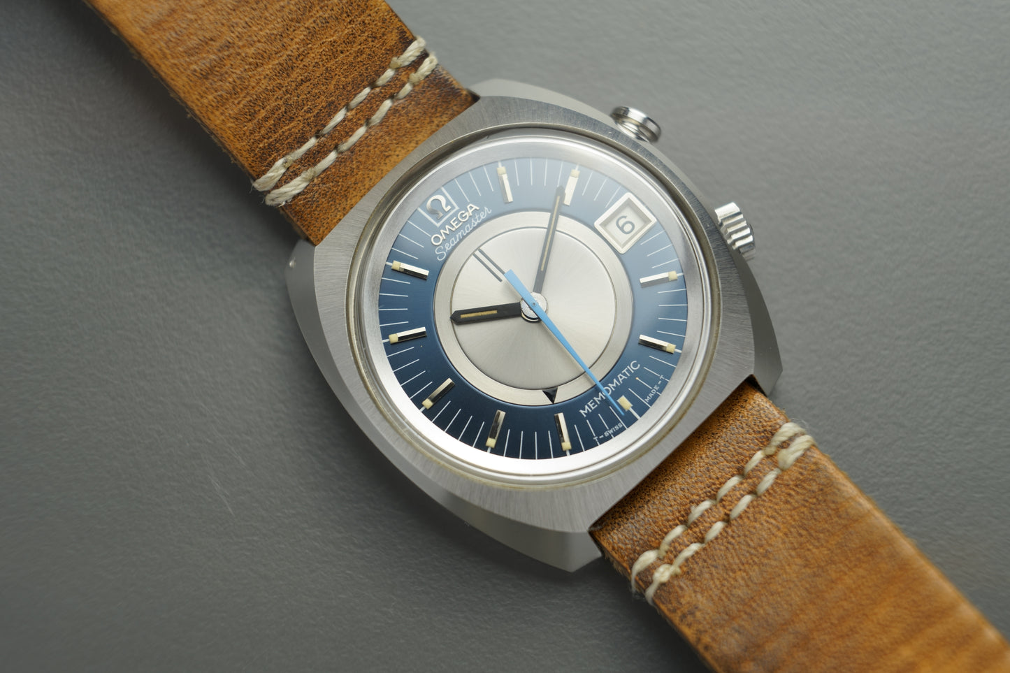 Seamaster Memomatic Alarm 166.072 Blaues Blatt 40mm