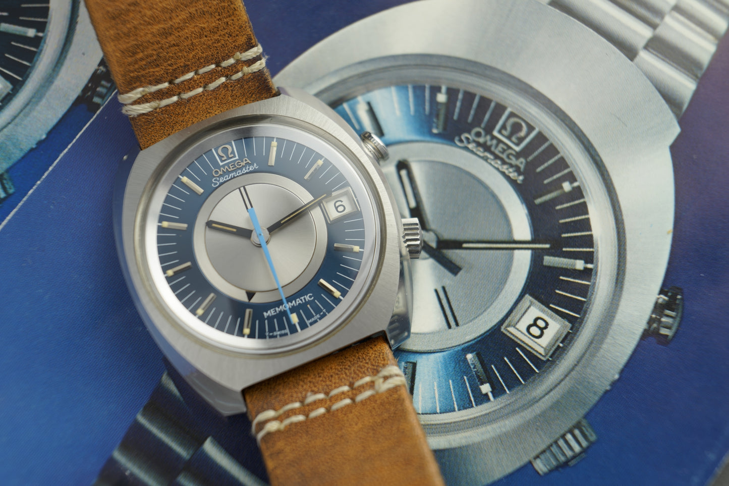Seamaster Memomatic Alarm 166.072 Blaues Blatt 40mm
