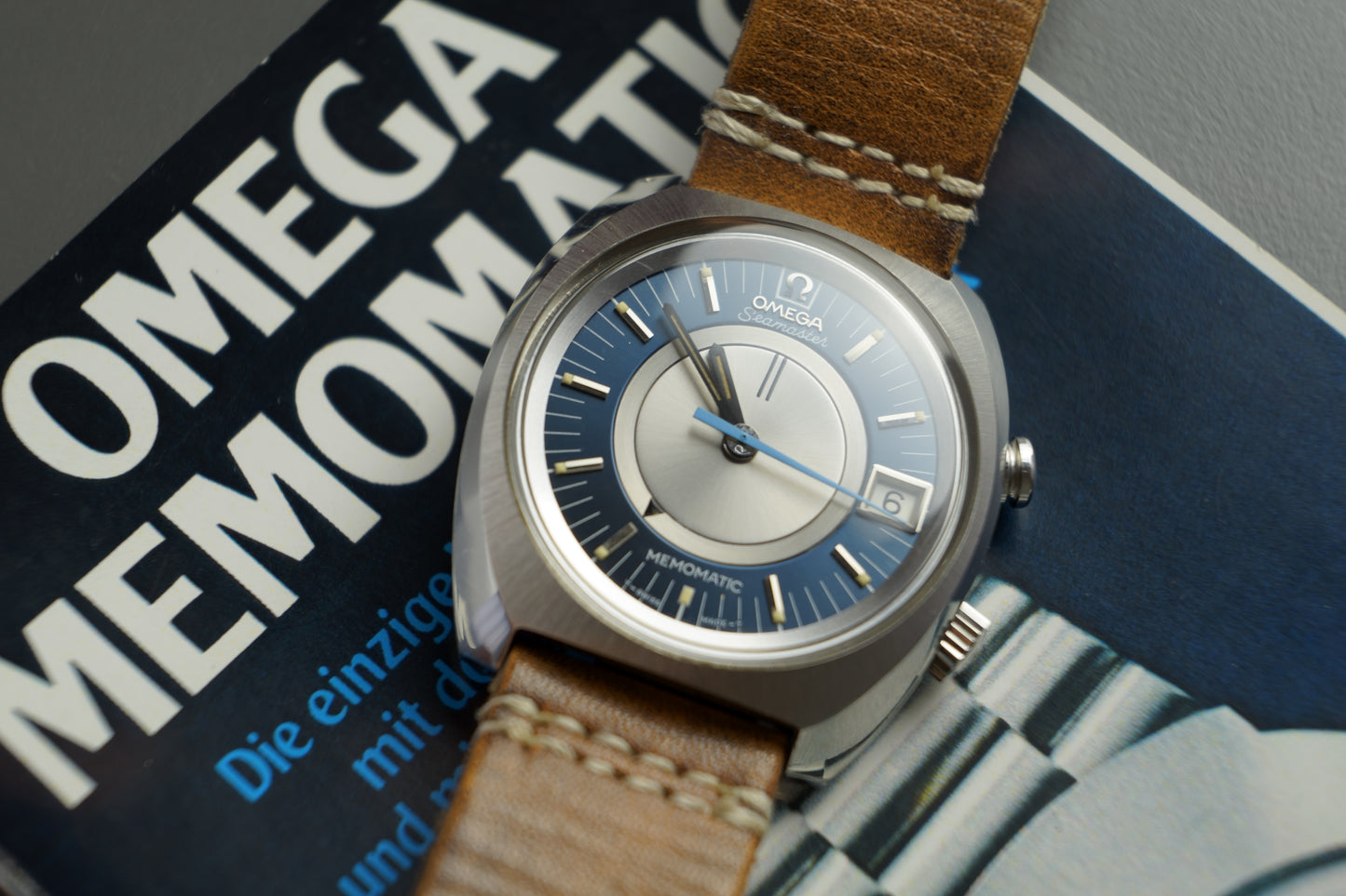 Seamaster Memomatic Alarm 166.072 Blaues Blatt 40mm