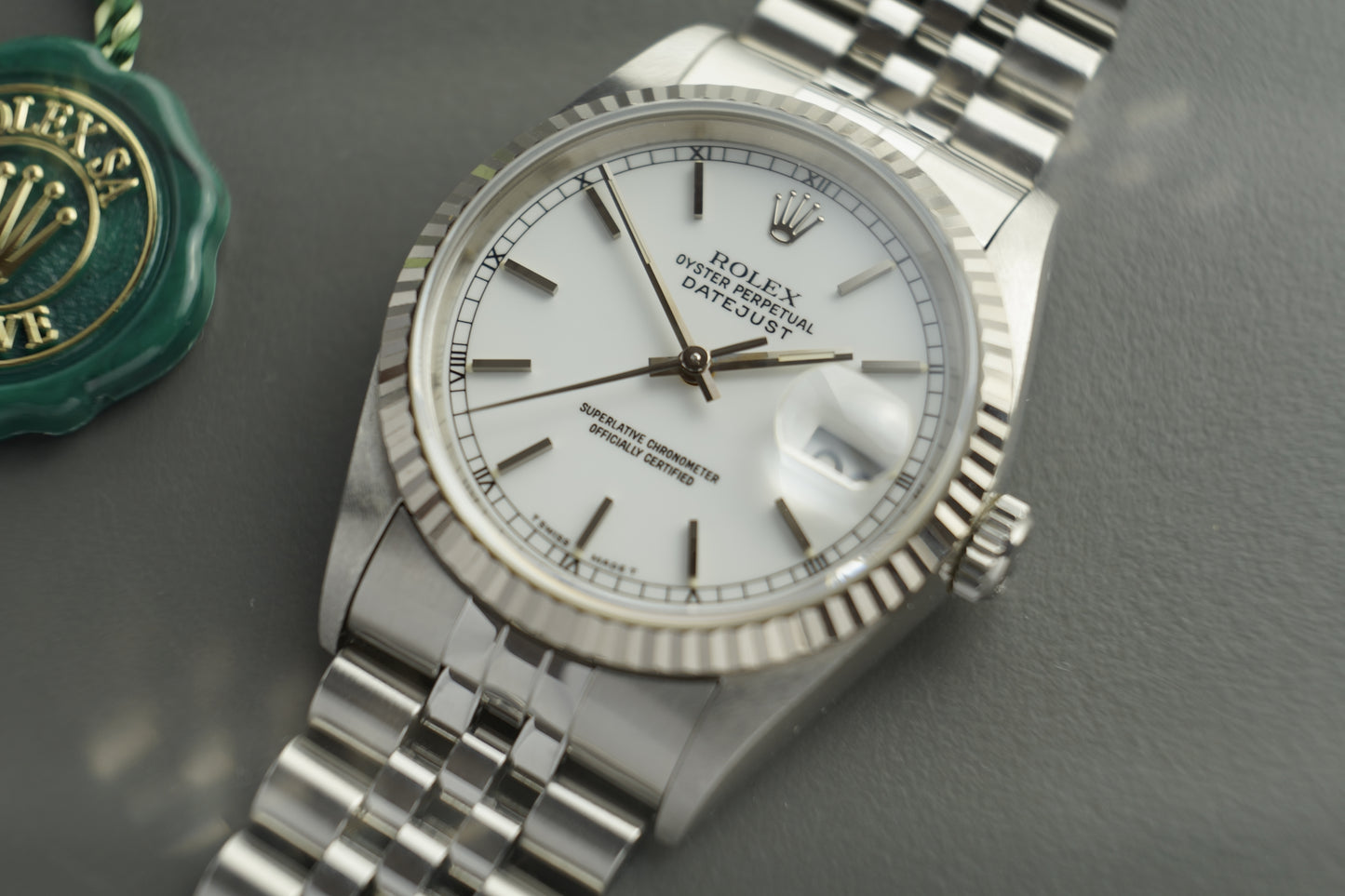 Rolex Datejust 36 | Deutsches Full Set unpoliert 16234 Weißgold Jubilee