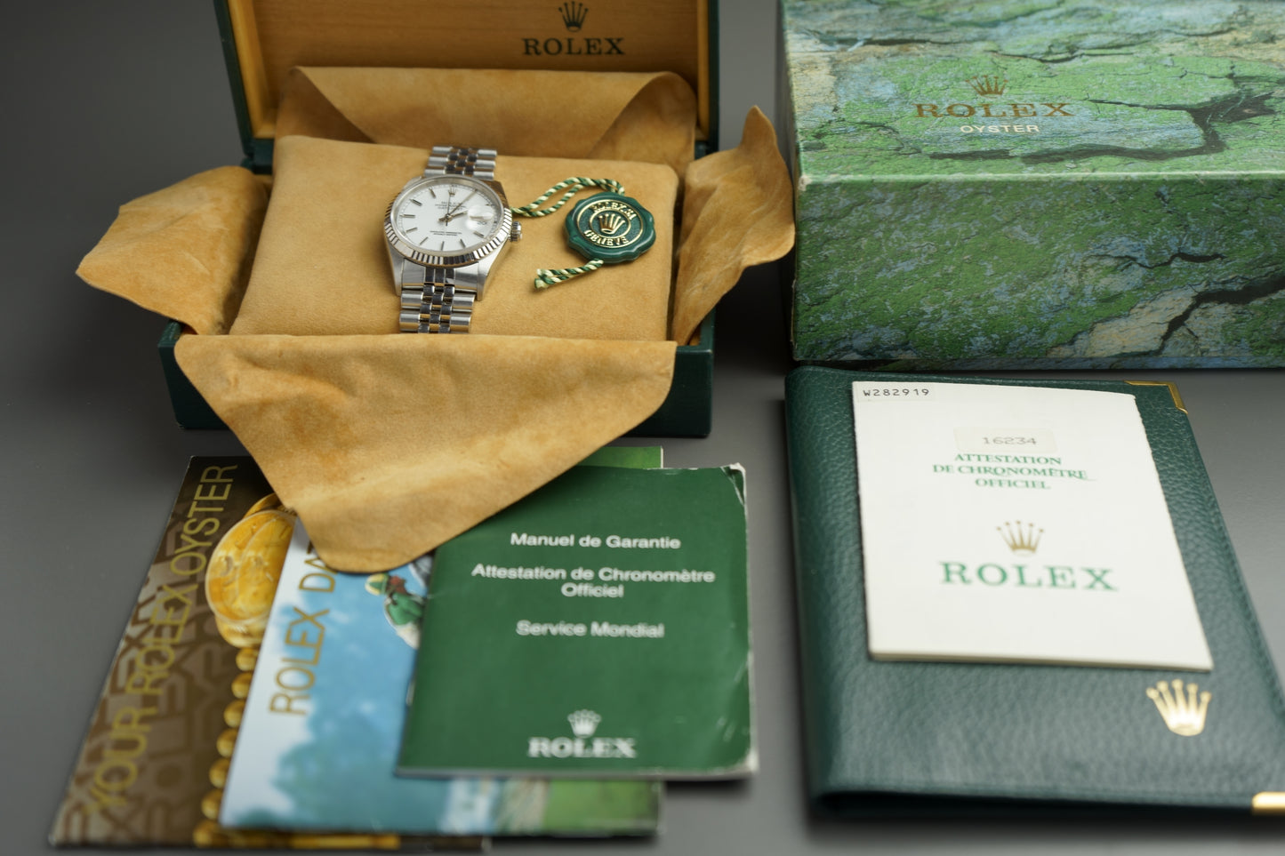 Rolex Datejust 36 | Deutsches Full Set unpoliert 16234 Weißgold Jubilee