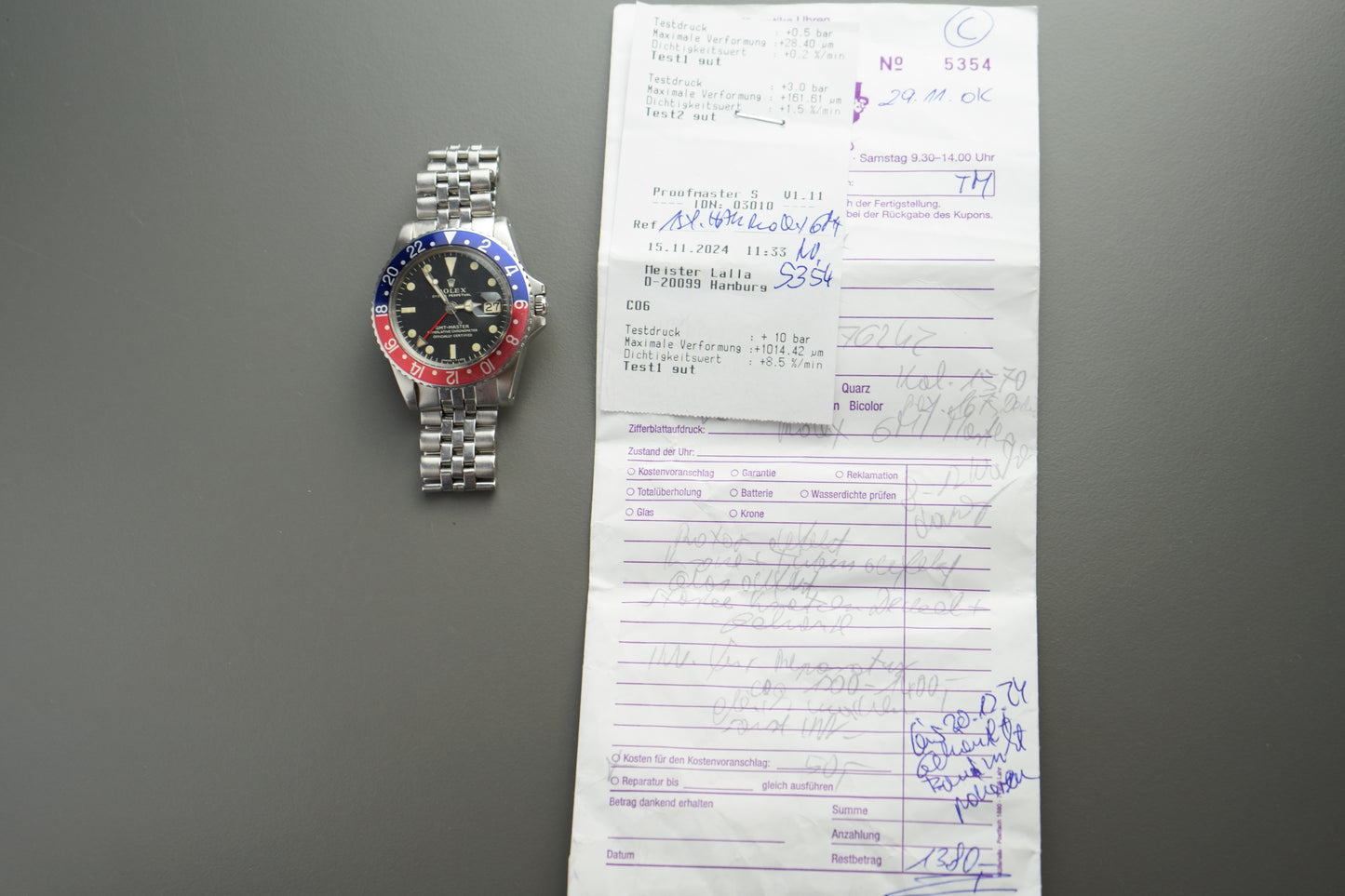 GMT-Master Pepsi 1675 MKI "Long E" Vintage | Volle Revision 2024