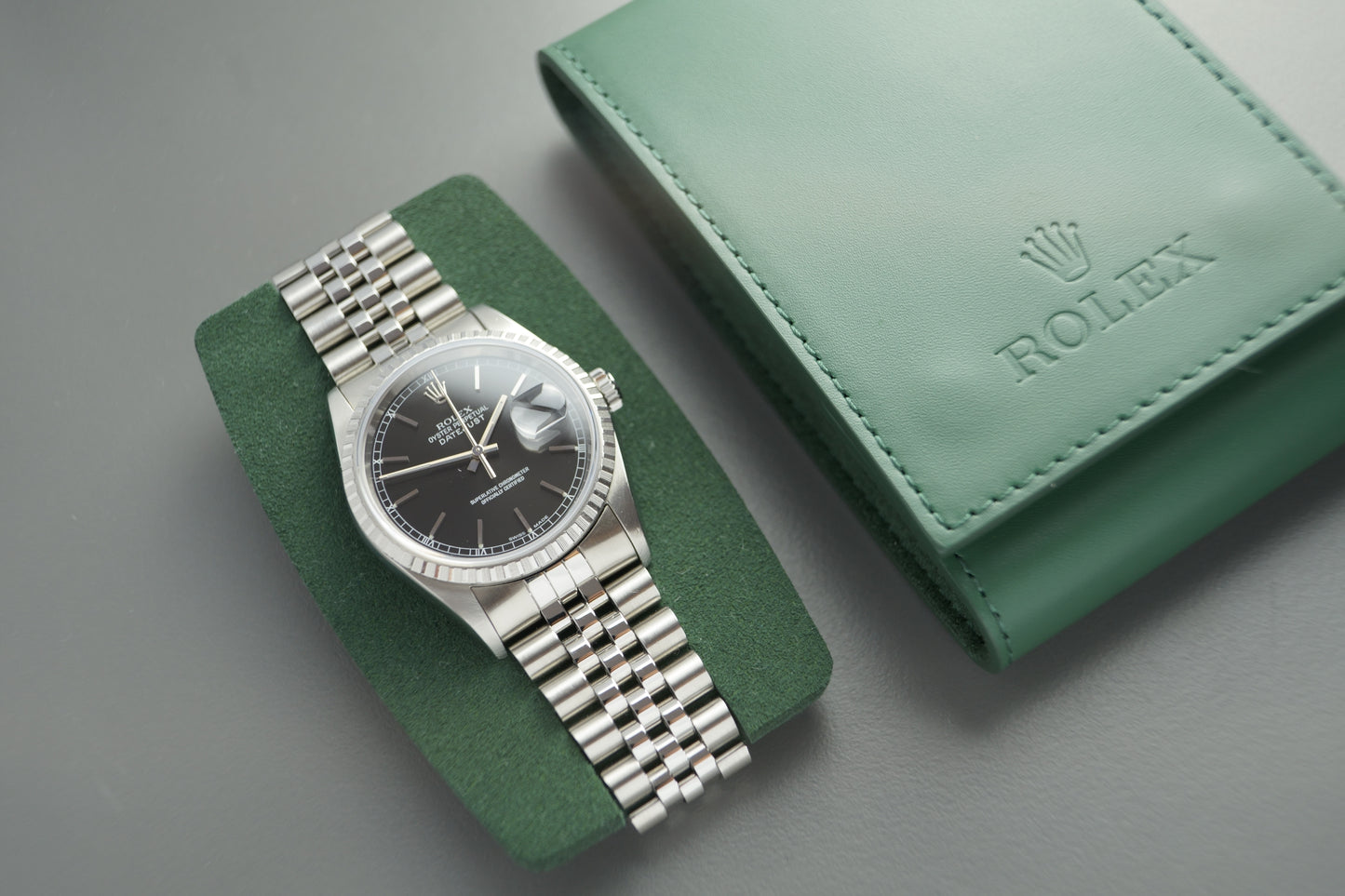 Rolex Datejust 36mm Ref. 16220 Jubilee schwarzes Blatt inkl. Etui