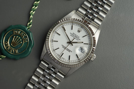 Rolex Datejust 36 | Deutsches Full Set unpoliert 16234 Weißgold Jubilee