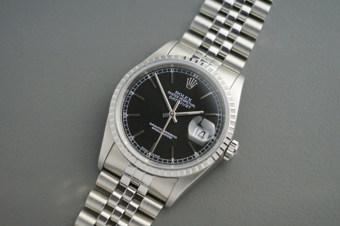 Rolex Datejust 36mm Ref. 16220 Jubilee schwarzes Blatt inkl. Etui