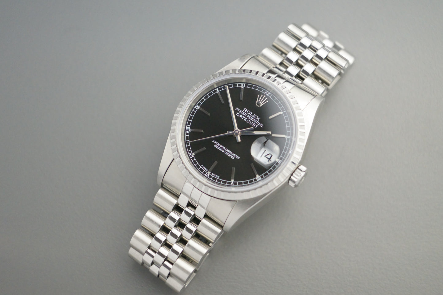 Rolex Datejust 36mm Ref. 16220 Jubilee schwarzes Blatt inkl. Etui